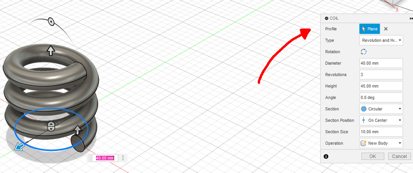 Coil parameters menu